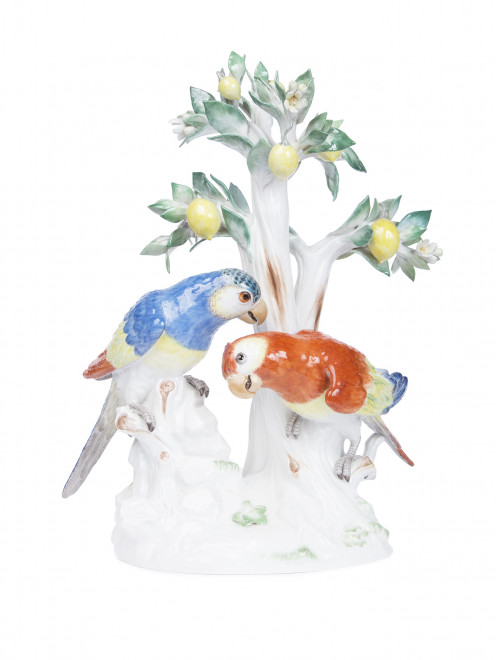 Статуэтка попугаи и лимонное дерево из фарфора  Meissen - Общий вид