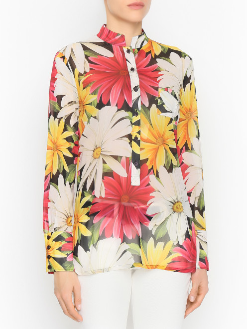 Блуза из смешанного шелка с цветочным узором Etro - МодельВерхНиз