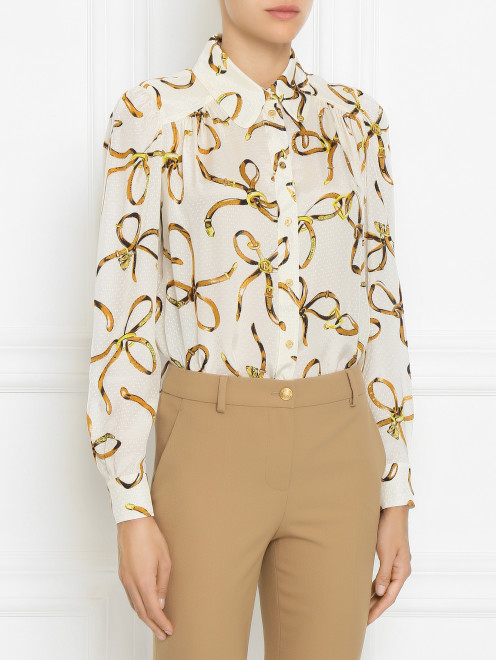 Блуза свободного кроя с узором Moschino Boutique - МодельВерхНиз