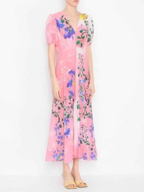Платье из шелка с цветочным узором Saloni - МодельВерхНиз
