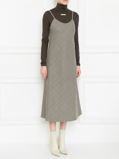 Платье из шерсти с узором Maison Margiela - МодельВерхНиз
