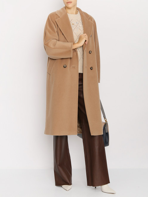 Двубортное пальто из шерсти и кашемира с поясом Max Mara - МодельОбщийВид