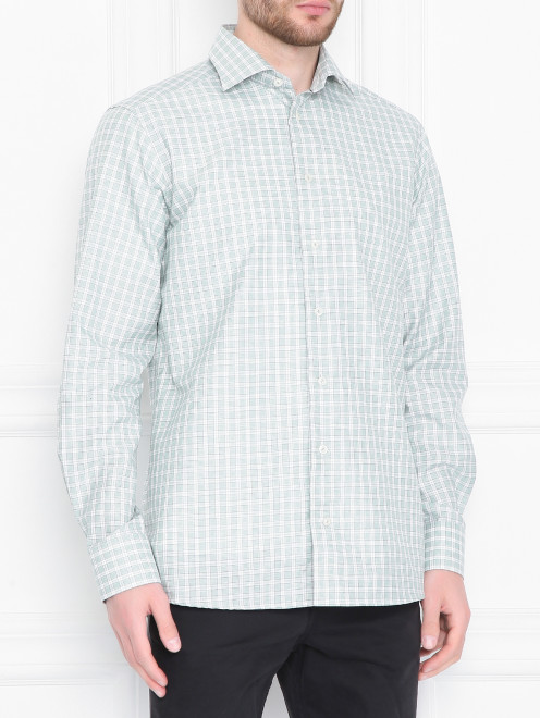 Рубашка из хлопка свободного кроя с узором Eton - МодельВерхНиз
