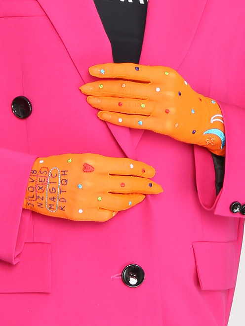 Перчатки из сетки с вышивкой Glove.me - МодельОбщийВид