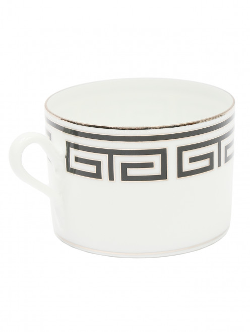 Чайная чашка  из фарфора с орнаментом меандр и серебряной окантовкой Ginori 1735 - Обтравка1