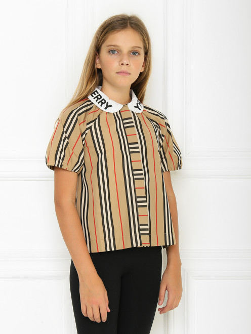 Блуза из хлопка в полоску Burberry - МодельВерхНиз