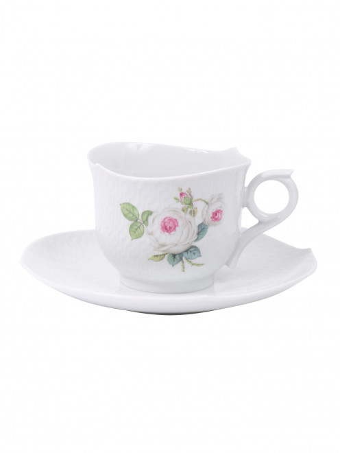 Чайная чашка из фарфора с блюдцем с цветочным узором  Meissen - Общий вид
