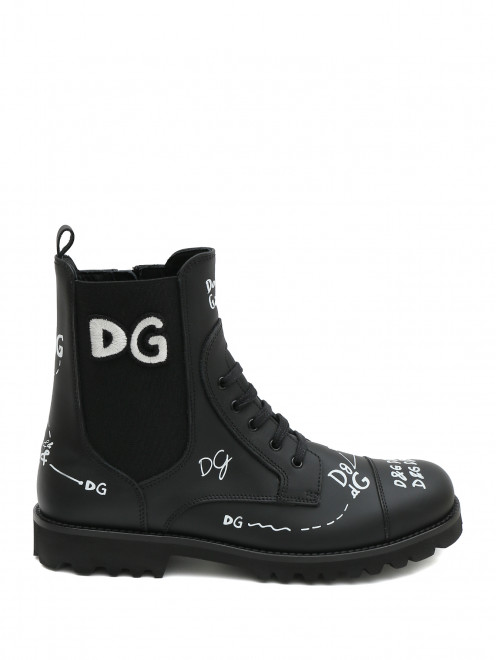 Кожаные ботинки с принтом Dolce & Gabbana - Обтравка1