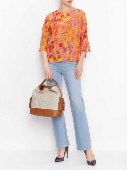 Блузка из шелка в цветочный принт Weekend Max Mara - МодельОбщийВид