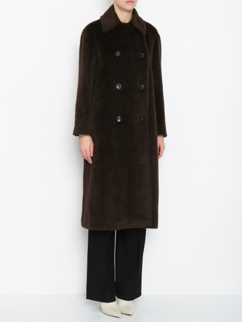 Двубортное пальто из смешанной шерсти Max Mara - МодельВерхНиз
