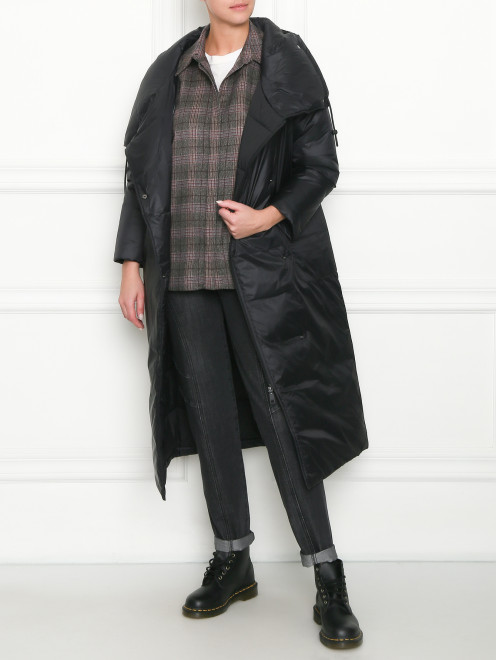 Утепленное пальто с капюшоном и накладными карманами Max&Co - МодельОбщийВид