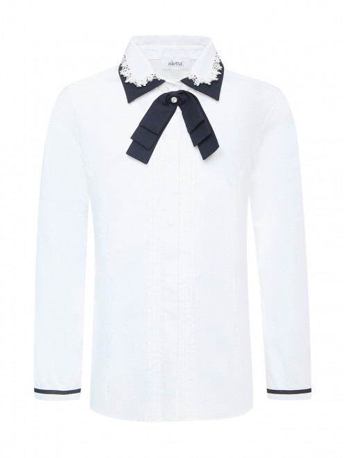 Блуза с воротником украшенным кружевом Aletta Couture - Общий вид