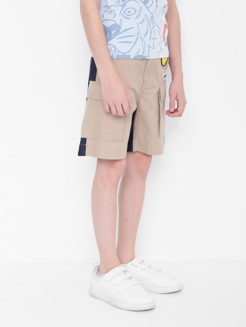 Хлопковые шорты с карманами и нашивками N21 - МодельВерхНиз