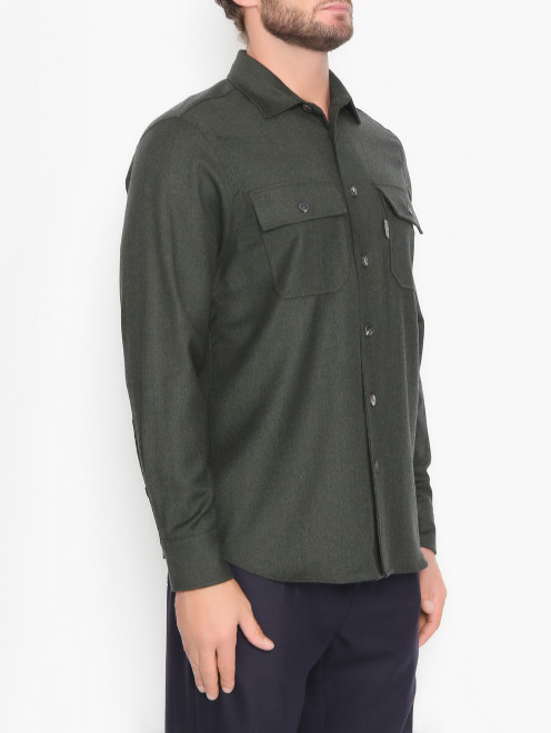 Рубашка из шерсти с накладными карманами Capobianco - МодельВерхНиз