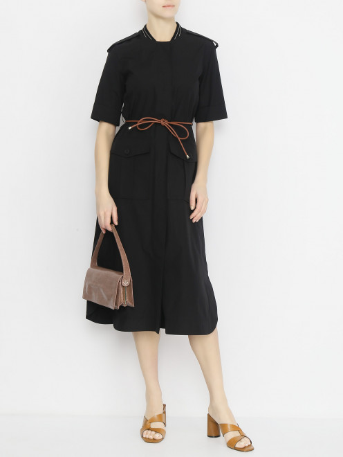 Платье-миди из хлопка с короткими рукавами Lorena Antoniazzi - МодельОбщийВид