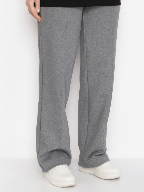 Трикотажные брюки из хлопка на резинке Persona by Marina Rinaldi - МодельВерхНиз