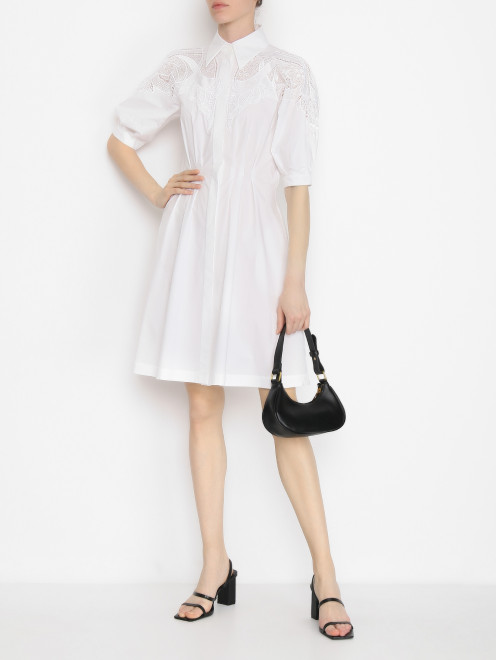 Платье из хлопка с кружевной отделкой Alberta Ferretti - МодельОбщийВид