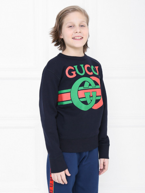 Свитшот хлопковый с принтом Gucci - МодельВерхНиз