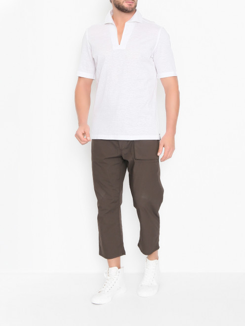 Рубашка изо льна и хлопка с короткими рукавами Giampaolo - МодельОбщийВид
