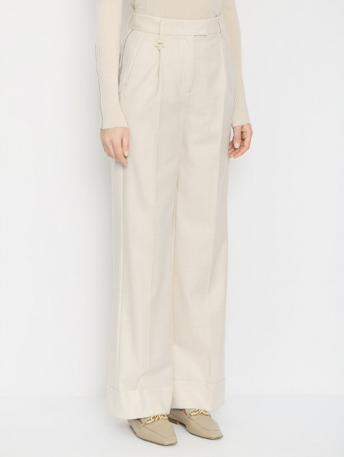 Широкие брюки из шерсти с карманами Lorena Antoniazzi - МодельВерхНиз