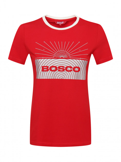 Трикотажная футболка из хлопка с аппликацией  BOSCO - Общий вид