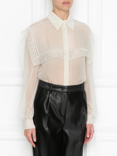 Блуза из шелка с кружевом Alberta Ferretti - МодельВерхНиз