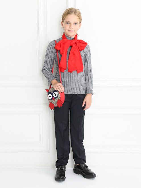 Легкий шарф из хлопка с декором IL Trenino - Модель Общий вид