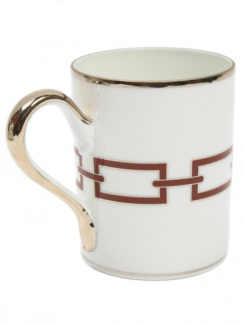 Чайная чашка из фарфора с орнаментом и серебряной окантовкой Ginori 1735 - Обтравка1
