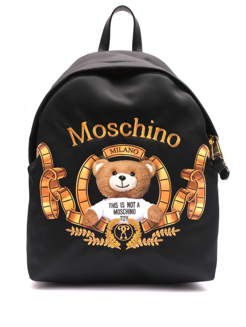 Рюкзак из текстиля с принтом и вышивкой Moschino - Общий вид