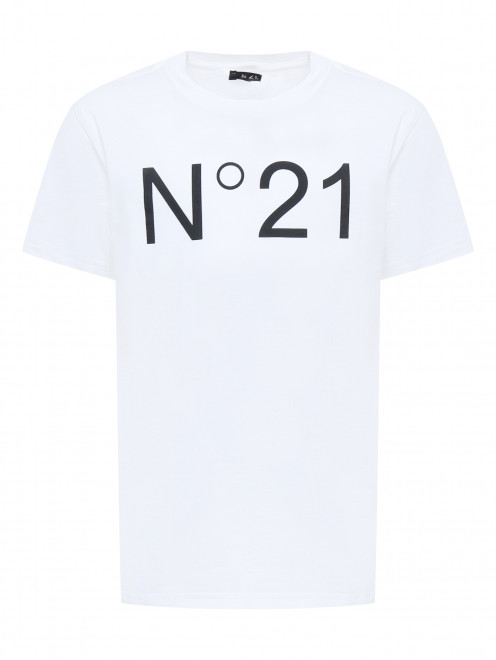 Хлопковая футболка с принтом N21 - Общий вид