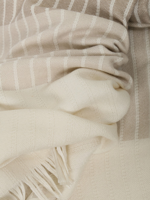 Плед в полоску из шерсти и шелка с бахромой 140 x 190 Agnona - Обтравка1