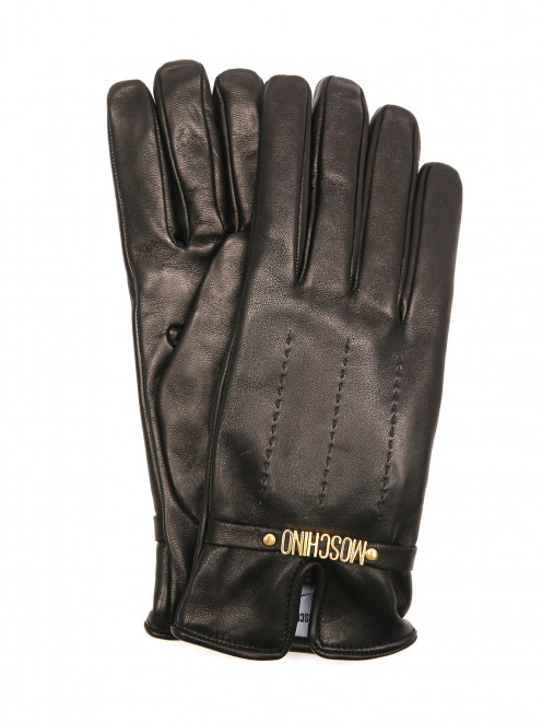 Перчатки из гладкой кожи с логотипом Moschino - Общий вид