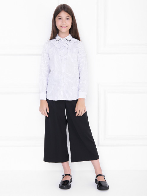 Блуза из хлопка с жабо Aletta Couture - МодельОбщийВид