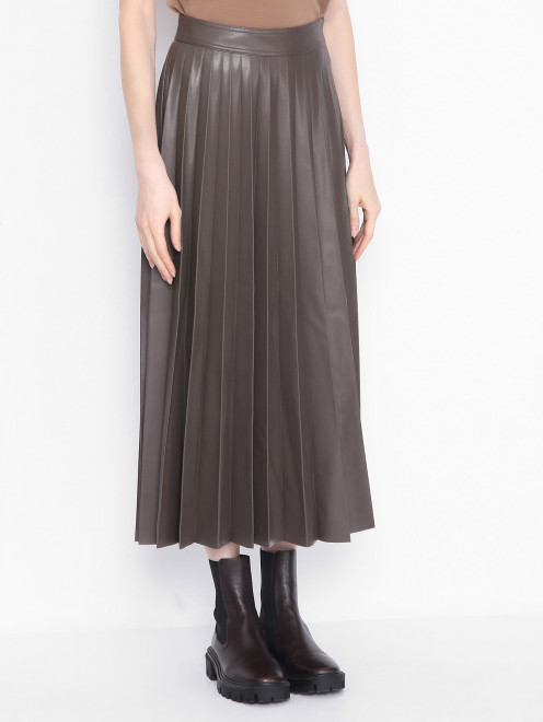 Плиссированная юбка из эко-кожи Stand - МодельВерхНиз
