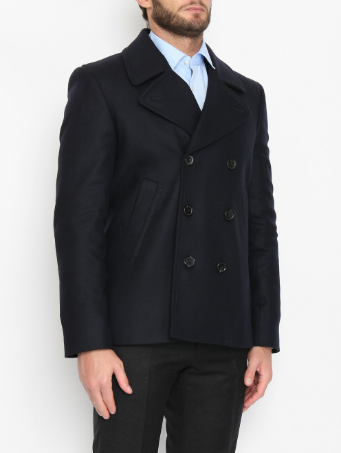 Двубортное пальто из шерсти с карманами Paul Smith - МодельВерхНиз