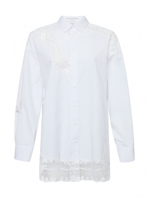Рубашка из хлопка с кружевом Ermanno Scervino - Общий вид