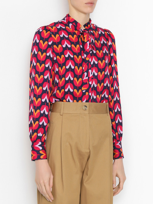 Блуза из вискозы с цветочным узором Max&Co - МодельВерхНиз
