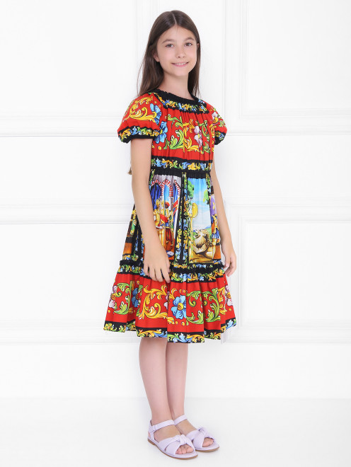 Платье из хлопка с узором Dolce & Gabbana - МодельВерхНиз